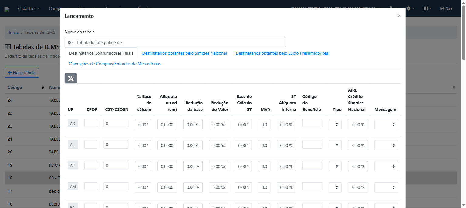 Tabela ICMS — aba Consumidores Finais