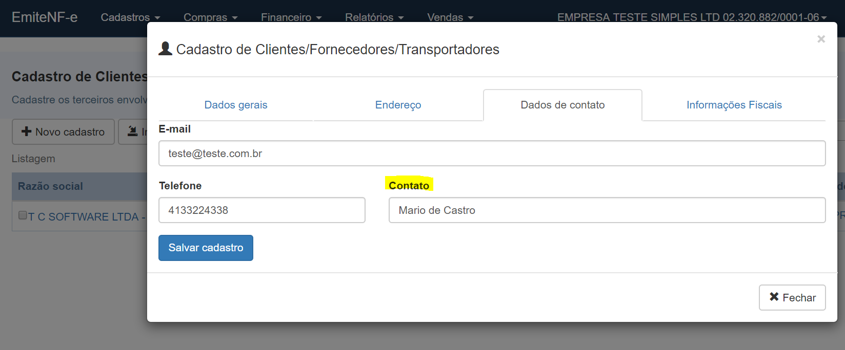 Wiki Terceiros Contato